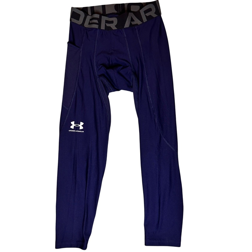 Under Armour HeatGear Compression Tights Navy Blue Mens Small